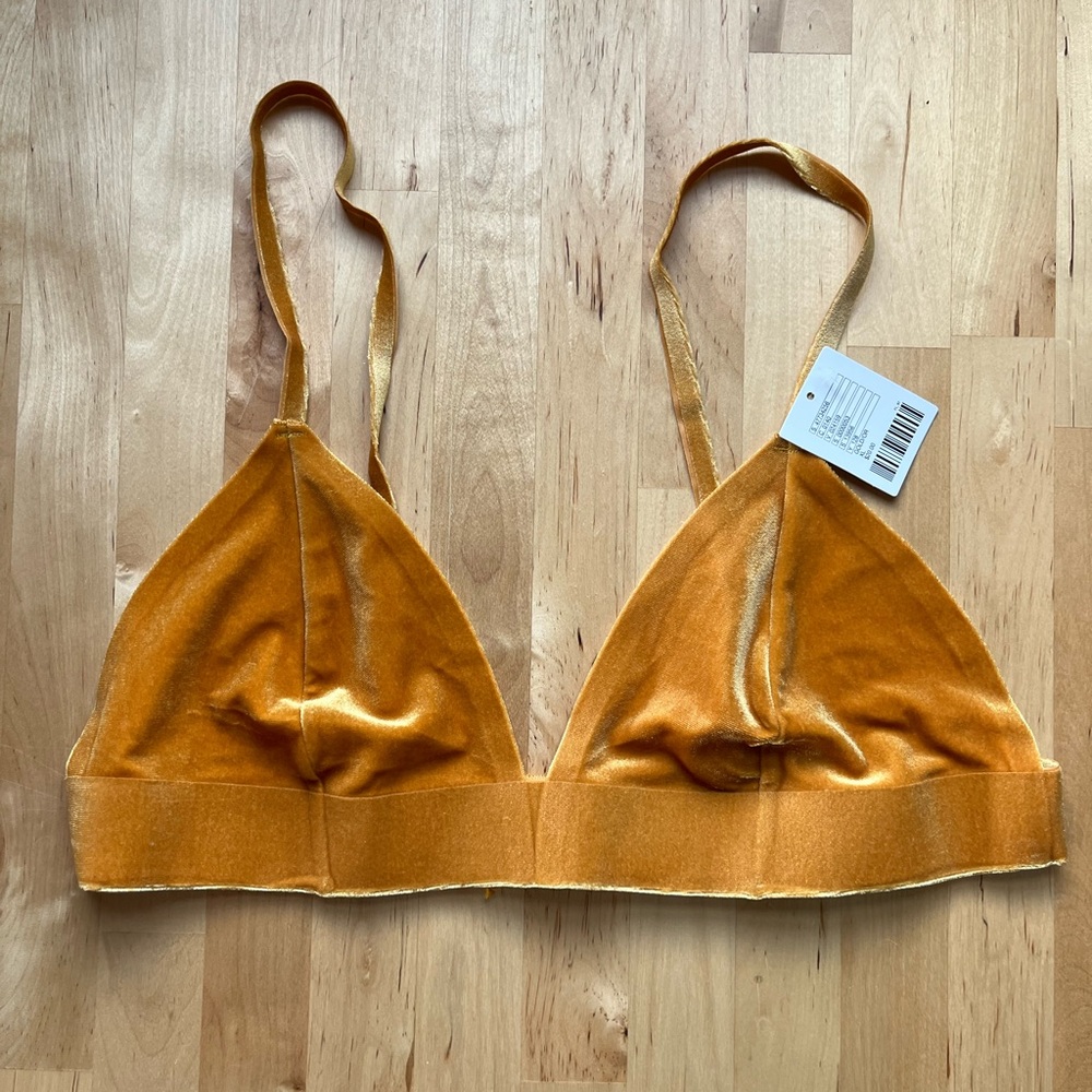 Urban Outfitters Gold Velvet Triangle Bralette